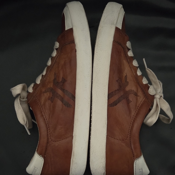 Frye Kira Leather Low Top Sneakers Tan Factory Distressed Lace up Womens 6 US - Picture 4 of 10